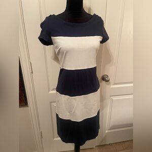 Banana Republic Navy and White Colorblock Midi Dress